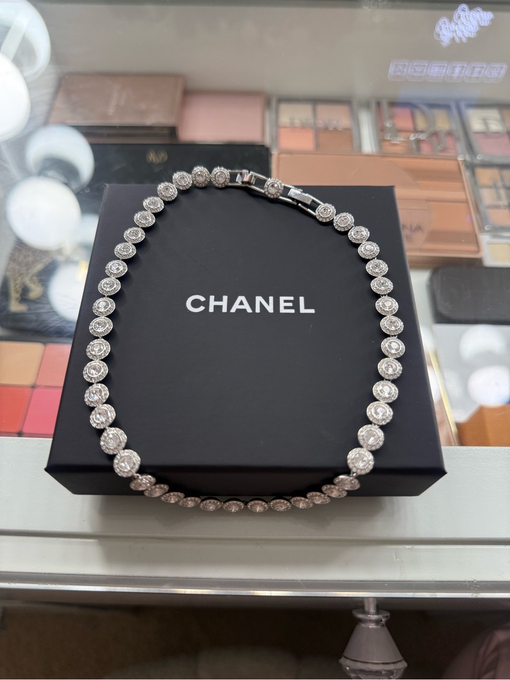 Swarovski Silver Crystal Station Necklace